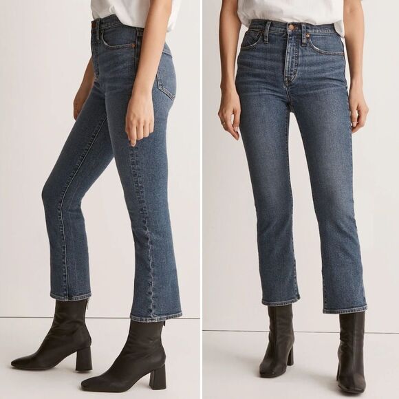 Madewell Cali Demi-Boot Jeans Kick Flare Crop Glenside Medium Wash Size 27 | 4 - Picture 1 of 14